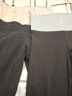 WomensBlack Fold-Over Waistband Leggings with Patterned From Victoria Secret